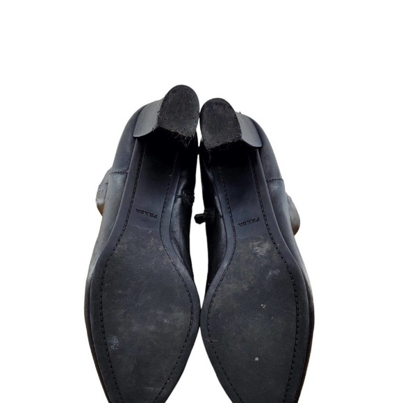 Prada Black Leather Ankle Boots 3" Block Heel Womens Size 9.5 9 39.5 Pointed Toe - Picture 6 of 8
